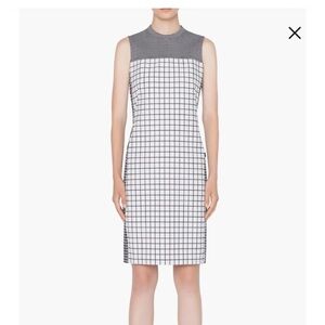 $1,190 Akris Punto Black/White Grid Sheath Dress Size 6 luxury career formal